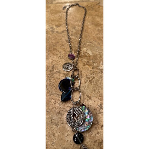 Unique Bohemian Style Silver Necklace With Colorful Beads & Charms - Picture 1 of 4
